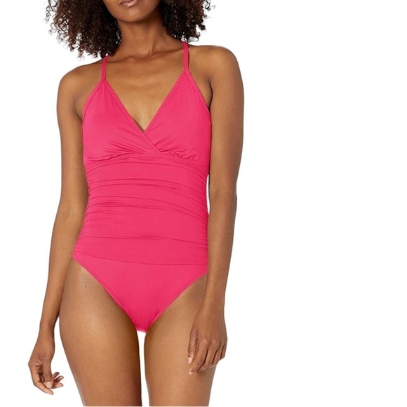 La Blanca Island Goddess Pink One Piece Double Strappy Swimwear Size 2 (… - Picture 10 of 14